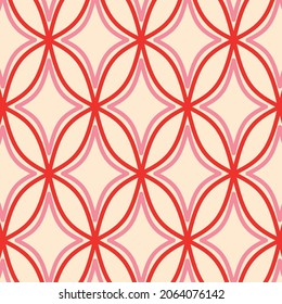 Patrón retro de Navidad en verde, rosa, rojo y beige, diseño de patrones vectoriales de navidad, estilo estético retro de los años 60 y 70