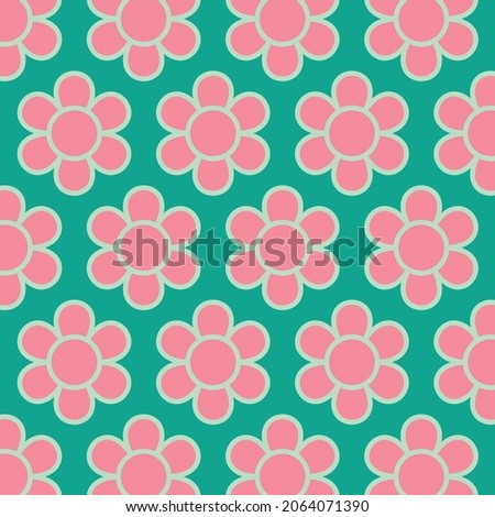 Christmas Retro Pattern in Green, Pink, Red and Beige, xmas vector pattern design, 60s and 70s retro aesthetic style