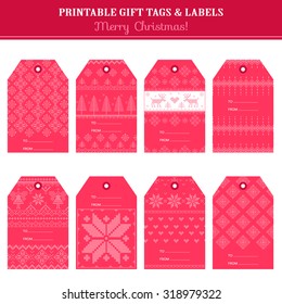 Christmas Retro Scandinavian Set - Tags, Labels, Cards, Banners - in vector