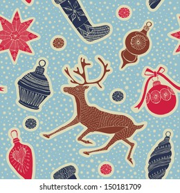 Christmas retro seamless pattern.