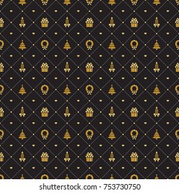 Christmas retro seamless pattern. Vector background for wrapping paper or greeting cards