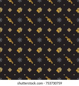 Christmas retro seamless pattern. Vector background for wrapping paper or greeting cards