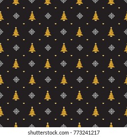 Christmas retro seamless pattern. Vector background for wrapping paper or greeting cards