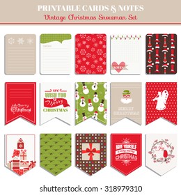 Christmas Retro Set - tags, cards, banners, labels, - in vector