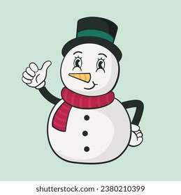 Christmas Retro Style Character Vintage Snowman