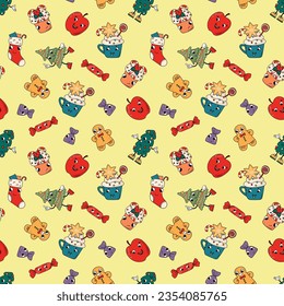 Weihnachten im Retro-Stil. Endlose Texturen für Ihr Design.