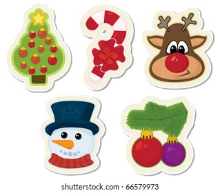 Christmas retro styled vector stickers