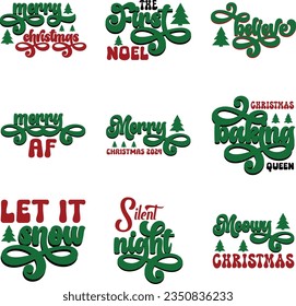 christmas retro svg design bundle and eps file