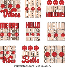 christmas retro svg design bundle and eps file