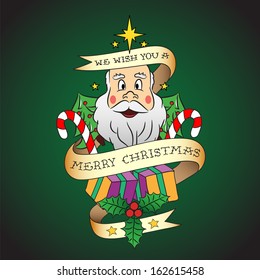 Christmas retro tattoo style card vector