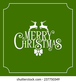 Christmas Retro Typographic Background on Green. Vector illustration