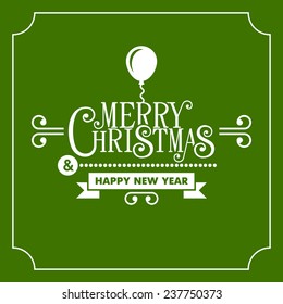 Christmas Retro Typographic Background on Green. Vector illustration