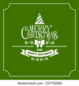 Christmas Retro Typographic Background on Green. Vector illustration