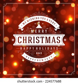 Christmas retro typographic and light background. Merry Christma