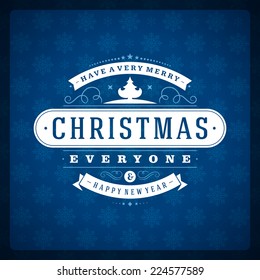 Christmas retro typography and ornament decoration. Merry Christ