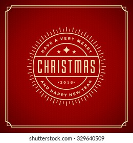 Christmas retro typography and ornament decoration. Merry Christmas holidays wish greeting card and vintage background. Happy new year message. Vector illustration. 