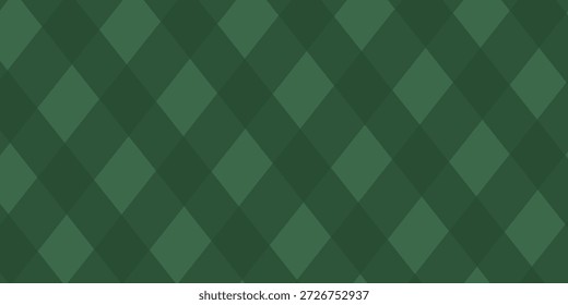 Natal rhombus padrão sem costura. Xmas xadrez textura com linha de ouro e estrelas. Padrão abstrato de diamante geométrico argilo verde. Envolvimento de Natal. Ilustração vetorial isolada em fundo verde.

