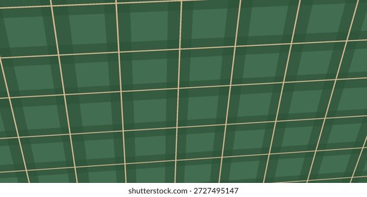Weihnachtsrhombus nahtloses Muster. Weihnachten karierte Textur mit goldener Linie und Sternen. Abstraktes Muster für geometrische Diamanten mit grünem Stil. Weihnachtsverpackung. Vektorgrafik einzeln auf grünem Hintergrund.