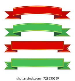 Christmas ribbon banners with gold stripes