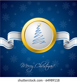 Christmas ribbon card in blue