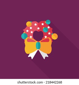 Christmas ribbon flat icon with long shadow eps10