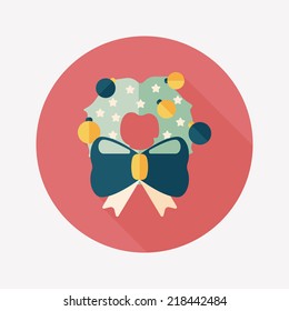 Christmas ribbon flat icon with long shadow eps10