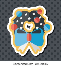 Christmas ribbon flat icon with long shadow eps10