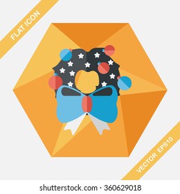 Christmas ribbon flat icon with long shadow eps10