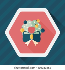 Christmas ribbon flat icon with long shadow eps10
