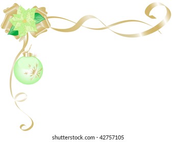 Christmas ribbon with flower - vector illustration