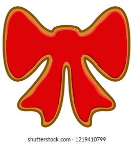 Christmas ribbon gingerbread cookie. Vector illustration design