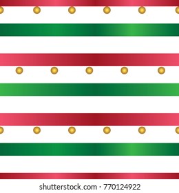 christmas ribbon with golden balls ,seamless pattern on transparent background