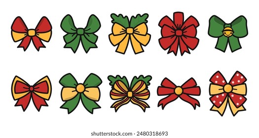 Christmas Ribbon Icon Set Collection