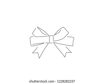 Christmas ribbon isolated line drawing, vector illustration design. Christmas collection.