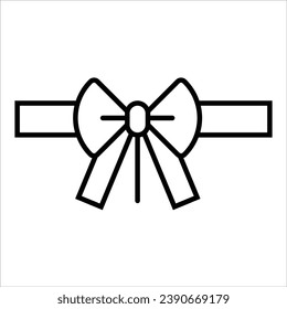 Christmas ribbon, minimal Christmas icon. Vector illustration