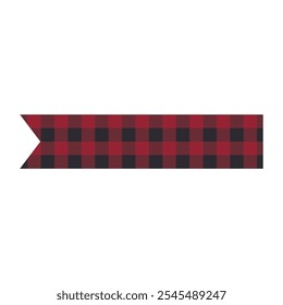 Christmas ribbon with plaid pattern vector cartoon illustration isolated on a white background.