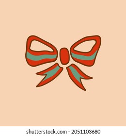 Christmas Ribbon Symbol. Social Media Post. Christmas Decoration Vector Illustration.