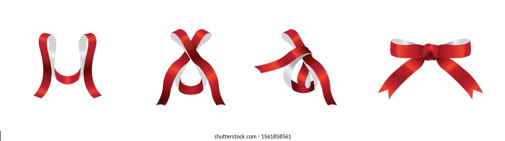 Christmas Ribbon Tie Sequence How Vector