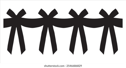 Christmas Ribbons Bows Fence Decoration silhouette vector illustration