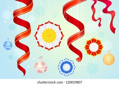 Christmas ribbons and ornaments