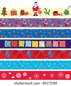 Christmas ribbons set with funny patterns