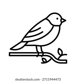 Natal Robin Bird Vetor Ilustração, Ícone de Estilo de Linha