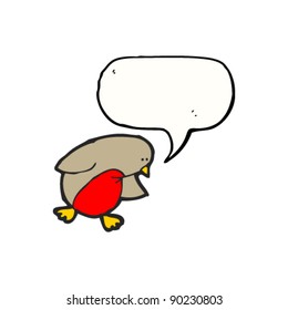 christmas robin with thought bubble cartoon