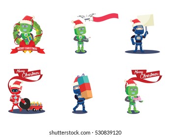 christmas robot 2 cartoon set