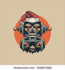 diseño vectorial de la ilustración del robot de navidad
