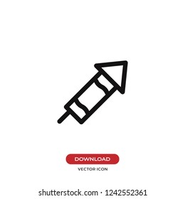 Christmas rocket icon. Fireworks,celebration symbol. Flat vector sign isolated on white background. Simple vector illustration for graphic and web design.