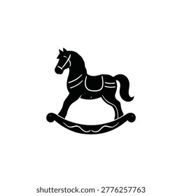 Christmas Rocking Horse Toy Solid Black Silhouette