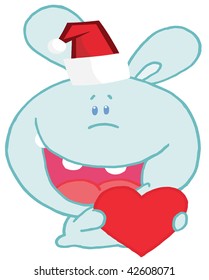 Christmas romantic bunny with heart