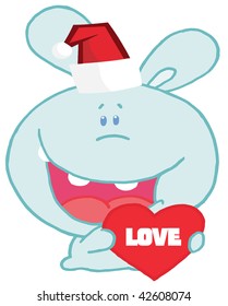 Christmas romantic bunny with love heart