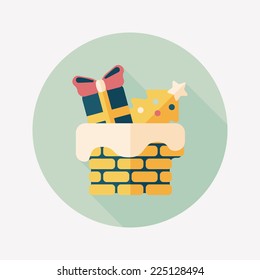 Christmas roof flat icon with long shadow,eps10